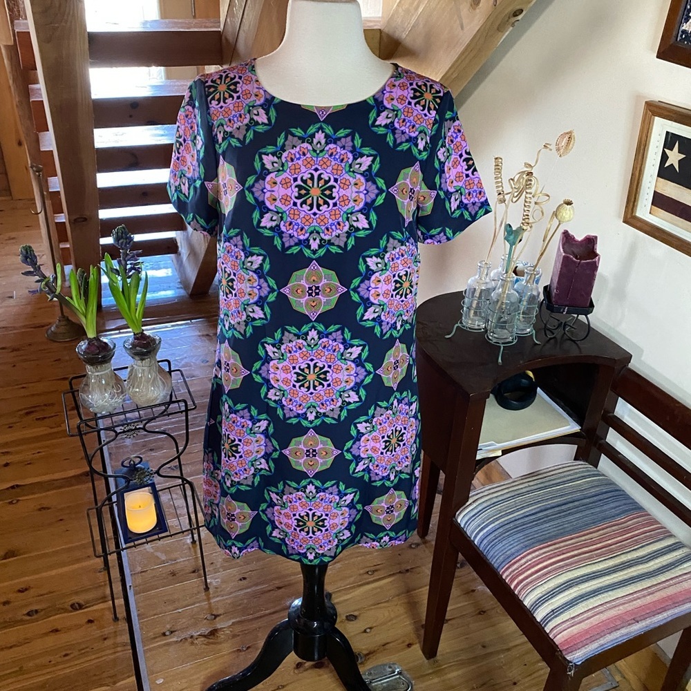 🌟J Crew Short Sleeve Medallion Print Office Siren Shift Dress🌟  NWOT